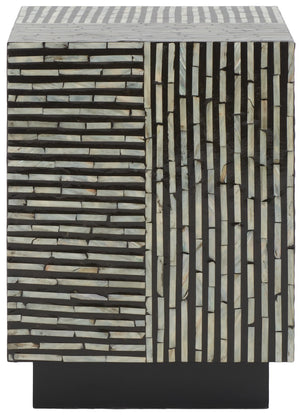 Safavieh Hamza Square Stool XII23 Multi Black Faux Mother Of Pearl Wood STL1802A