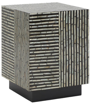 Safavieh Hamza Square Stool XII23 Multi Black Faux Mother Of Pearl Wood STL1802A