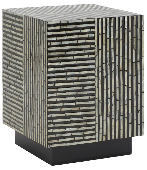 Safavieh Hamza Square Stool XII23 Multi Black Faux Mother Of Pearl Wood STL1802A