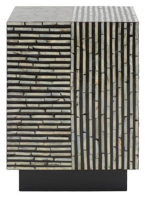 Safavieh Hamza Square Stool XII23 Multi Black Faux Mother Of Pearl Wood STL1802A