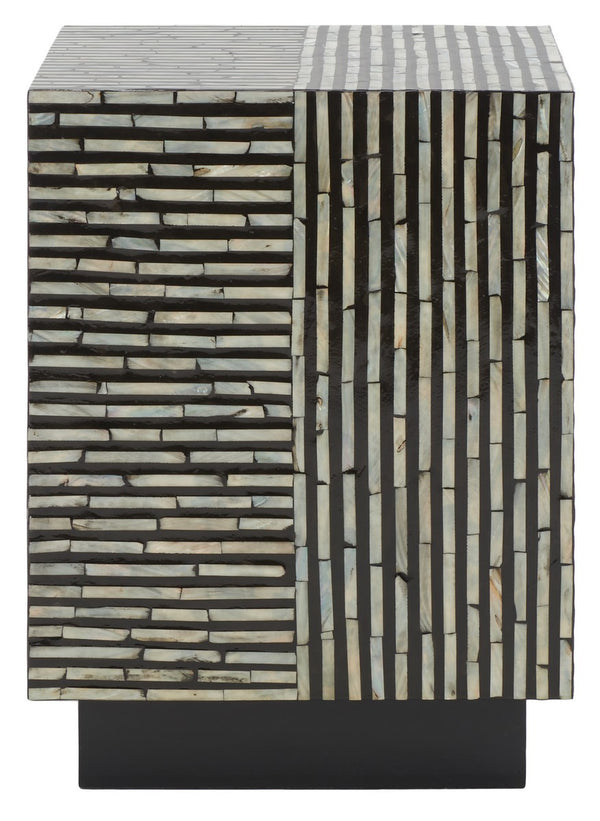 Safavieh Hamza Square Stool XII23 Multi Black Faux Mother Of Pearl Wood STL1802A