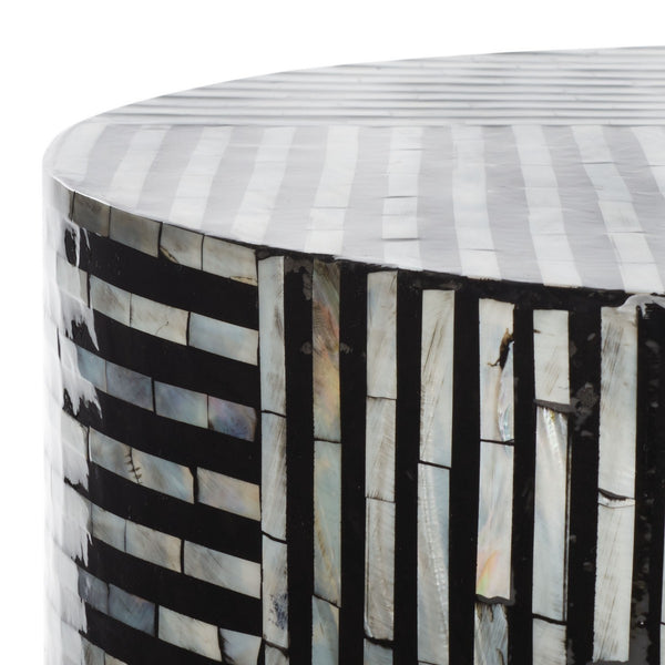 Safavieh Harlon Round Stool XII23 Multi Black Faux Mother Of Pearl Wood STL1803A