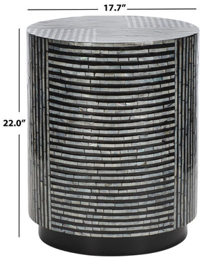 Safavieh Harlon Round Stool XII23 Multi Black Faux Mother Of Pearl Wood STL1803A