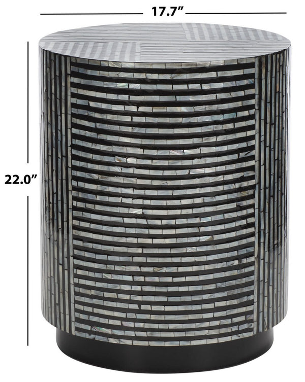 Safavieh Harlon Round Stool XII23 Multi Black Faux Mother Of Pearl Wood STL1803A