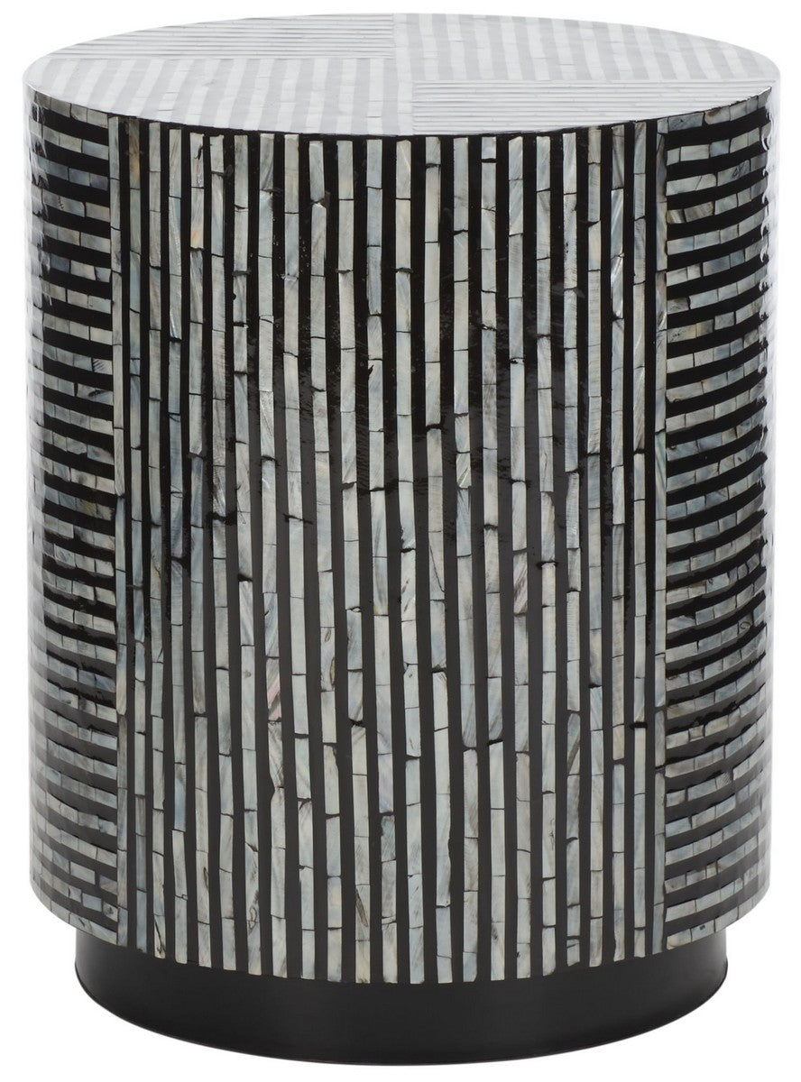 Safavieh Harlon Round Stool XII23 Multi Black Faux Mother Of Pearl Wood STL1803A