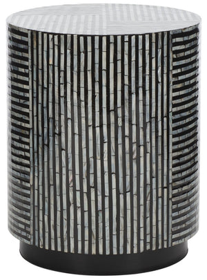 Safavieh Harlon Round Stool XII23 Multi Black Faux Mother Of Pearl Wood STL1803A