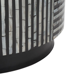 Safavieh Harlon Round Stool XII23 Multi Black Faux Mother Of Pearl Wood STL1803A