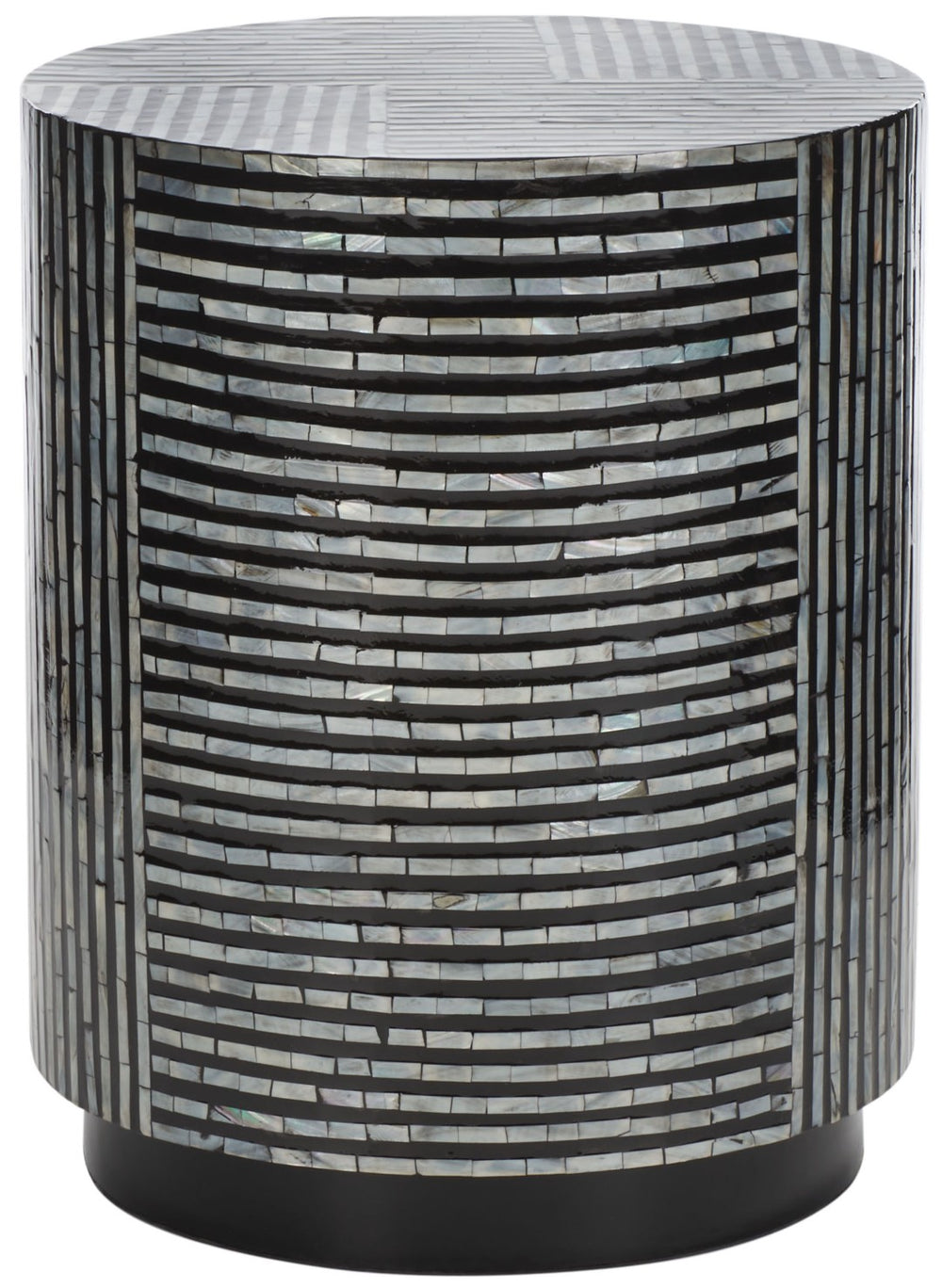 Safavieh Harlon Round Stool - Coastal-Chic Accent Seat With Faux Mother Of Pearl, Modern Glamour & Versatility STL1803A