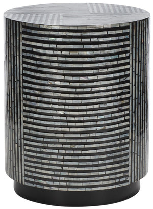 Safavieh Harlon Round Stool XII23 Multi Black Faux Mother Of Pearl Wood STL1803A