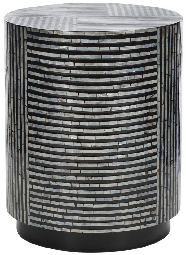 Safavieh Harlon Round Stool XII23 Multi Black Faux Mother Of Pearl Wood STL1803A