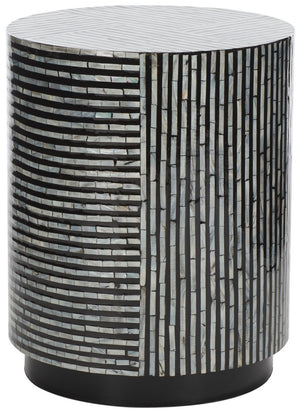 Safavieh Harlon Round Stool XII23 Multi Black Faux Mother Of Pearl Wood STL1803A