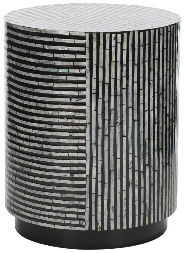 Safavieh Harlon Round Stool XII23 Multi Black Faux Mother Of Pearl Wood STL1803A