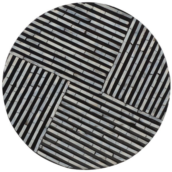 Safavieh Harlon Round Stool XII23 Multi Black Faux Mother Of Pearl Wood STL1803A