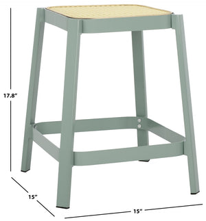 Safavieh Palmyra Cane Stool - Coastal-Inspired Design With Aqua Smoke Base For Kitchen & Living Spaces STL2500A