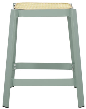 Safavieh Palmyra Cane Stool - Coastal-Inspired Design With Aqua Smoke Base For Kitchen & Living Spaces STL2500A