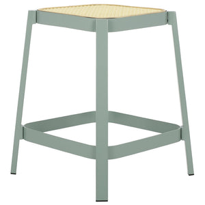 Safavieh Palmyra Cane Stool - Coastal-Inspired Design With Aqua Smoke Base For Kitchen & Living Spaces STL2500A