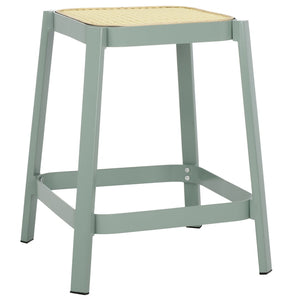 Safavieh Palmyra Cane Stool - Coastal-Inspired Design With Aqua Smoke Base For Kitchen & Living Spaces STL2500A