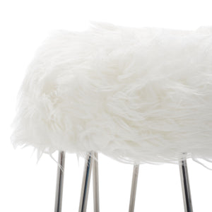 Safavieh Caspian Foot Stool White / Silver Metal