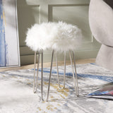 Safavieh Caspian Foot Stool White / Silver Metal