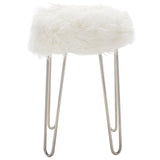 Safavieh Caspian Foot Stool White / Silver Metal