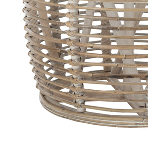 Safavieh Maui Coastal Rattan Drum Stool Table - Handcrafted Accent Piece For Modern And Eclectic Spaces White Washed STL6500A