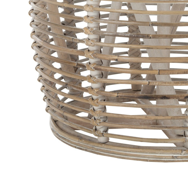 Safavieh Maui Coastal Rattan Drum Stool Table - Handcrafted Accent Piece For Modern And Eclectic Spaces White Washed STL6500A