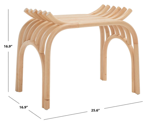 Safavieh Strix Curved Rattan Stool - Versatile Tropical Accent For Seating, Side Table, Or Home Decor STL6501A