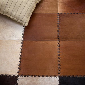 Safavieh Studio Hand-Woven Leather Rug 824T – Rustic Geometric Brown Beige For Living Rooms & Entryways 5'-0" x 8'-0" STL824T-5