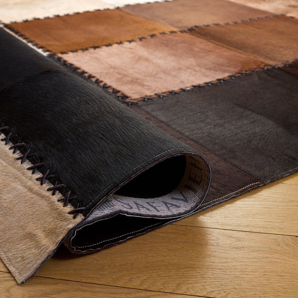 Safavieh Studio Hand-Woven Leather Rug 824T – Rustic Geometric Brown Beige For Living Rooms & Entryways 5'-0" x 8'-0" STL824T-5