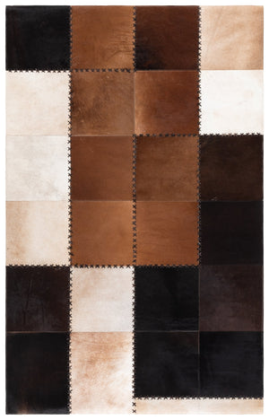Safavieh Studio Hand-Woven Leather Rug 824T – Rustic Geometric Brown Beige For Living Rooms & Entryways 5'-0" x 8'-0" STL824T-5