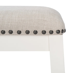 Safavieh AERO Counter Stool Set of 2 - Chic Grey Fabric & White Frame, Perfect for Modern Kitchen Bars STL9218A-SET2