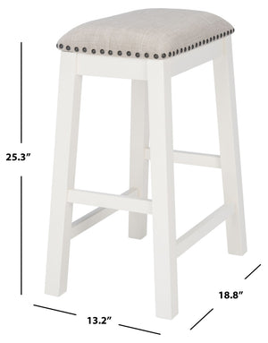 Safavieh AERO Counter Stool Set of 2 - Chic Grey Fabric & White Frame, Perfect for Modern Kitchen Bars STL9218A-SET2