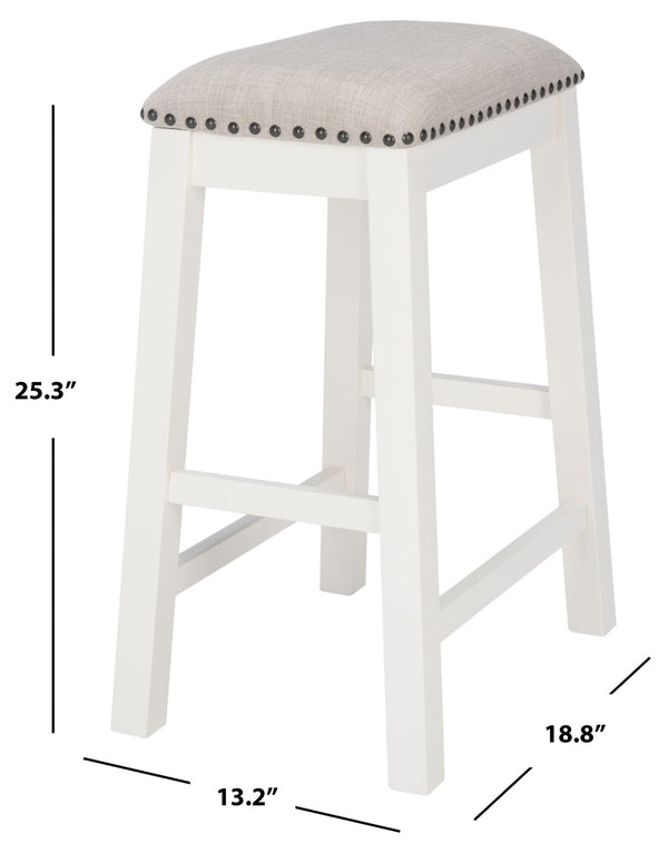Safavieh AERO Counter Stool Set of 2 - Chic Grey Fabric & White Frame, Perfect for Modern Kitchen Bars STL9218A-SET2