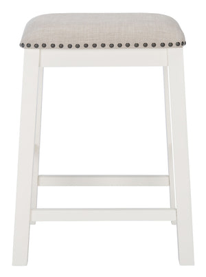 Safavieh AERO Counter Stool Set of 2 - Chic Grey Fabric & White Frame, Perfect for Modern Kitchen Bars STL9218A-SET2