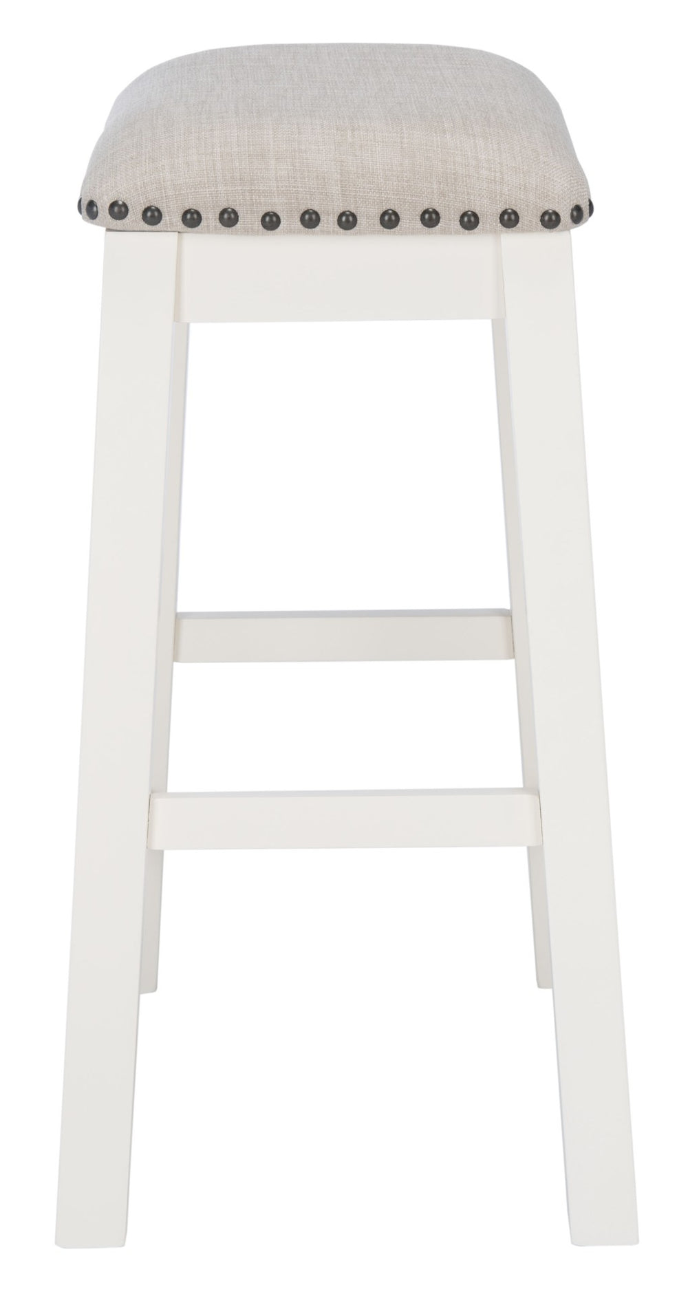 Safavieh AERO Counter Stool Set of 2 - Chic Grey Fabric & White Frame, Perfect for Modern Kitchen Bars STL9218A-SET2