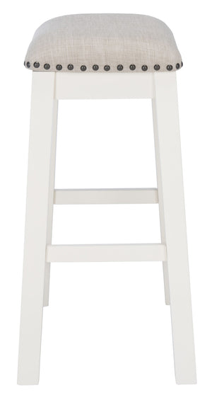 Safavieh AERO Counter Stool Set of 2 - Chic Grey Fabric & White Frame, Perfect for Modern Kitchen Bars STL9218A-SET2