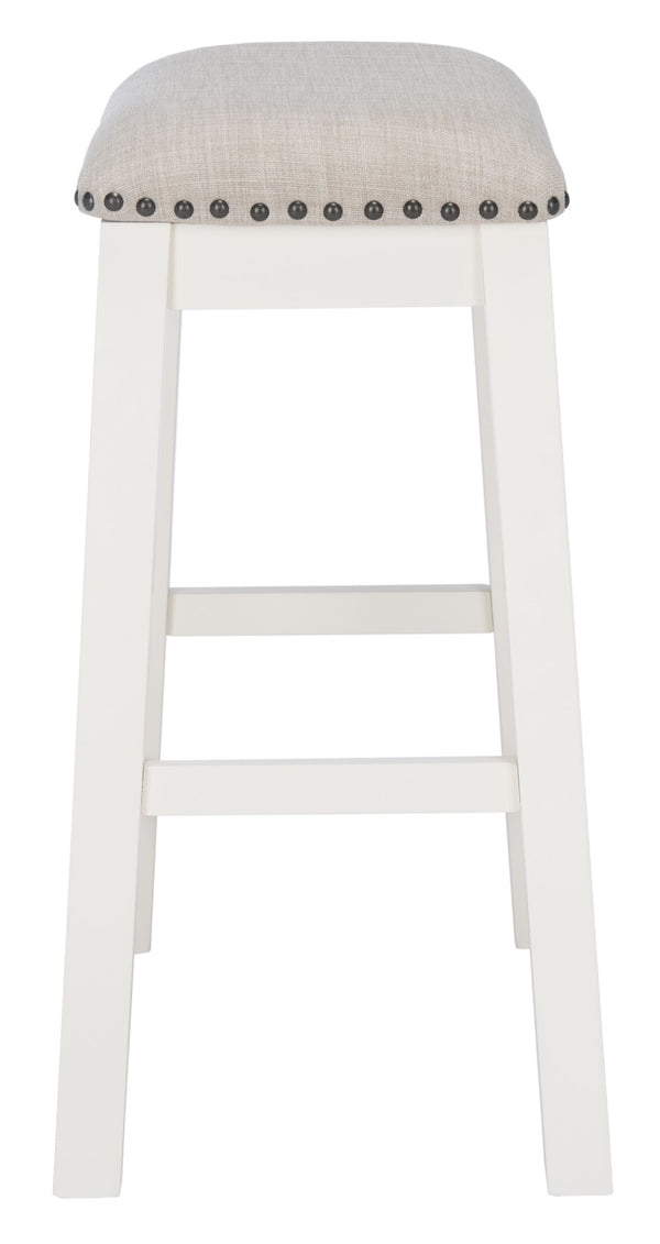 Safavieh AERO Counter Stool Set of 2 - Chic Grey Fabric & White Frame, Perfect for Modern Kitchen Bars STL9218A-SET2