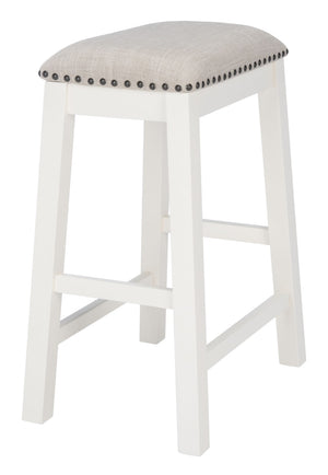 Safavieh AERO Counter Stool Set of 2 - Chic Grey Fabric & White Frame, Perfect for Modern Kitchen Bars STL9218A-SET2
