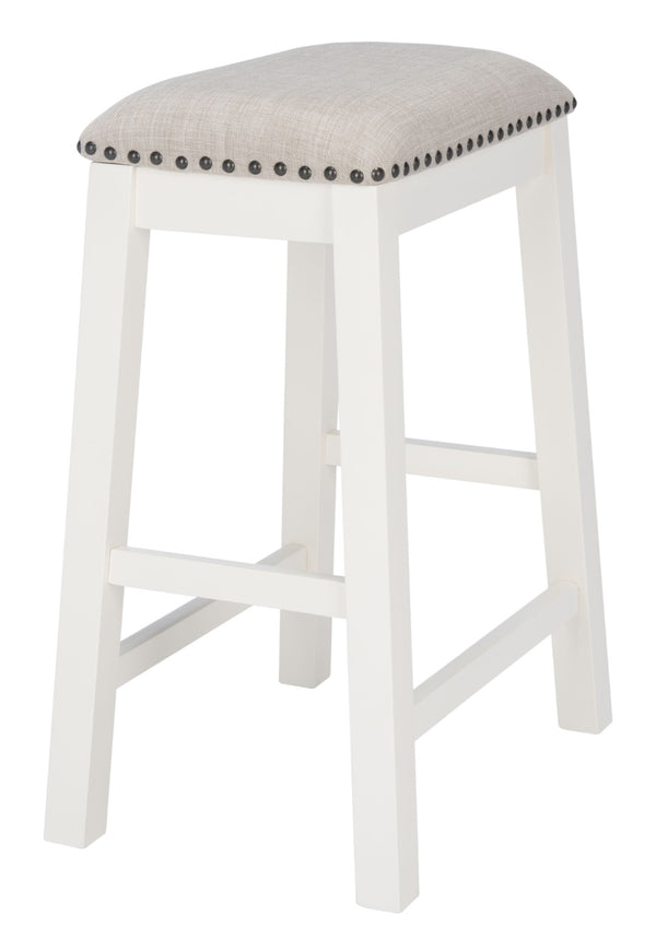 Safavieh AERO Counter Stool Set of 2 - Chic Grey Fabric & White Frame, Perfect for Modern Kitchen Bars STL9218A-SET2