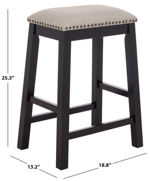 Aero Counter Stool Set Of 2 With Upholstered Seat, Nailhead Trim & Rubberwood Frame For Stylish Comfort