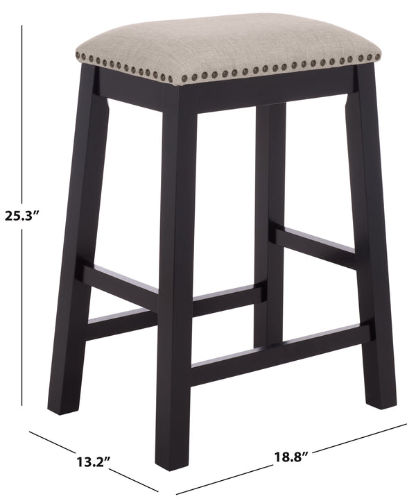 Aero Counter Stool Set Of 2 With Upholstered Seat, Nailhead Trim & Rubberwood Frame For Stylish Comfort