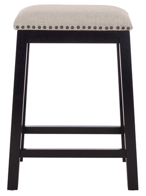 Aero Counter Stool Set Of 2 With Upholstered Seat, Nailhead Trim & Rubberwood Frame For Stylish Comfort