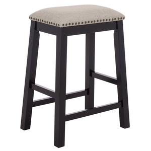 Aero Counter Stool Set Of 2 With Upholstered Seat, Nailhead Trim & Rubberwood Frame For Stylish Comfort