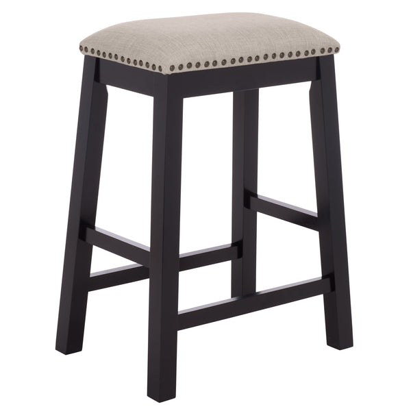 Aero Counter Stool Set Of 2 With Upholstered Seat, Nailhead Trim & Rubberwood Frame For Stylish Comfort