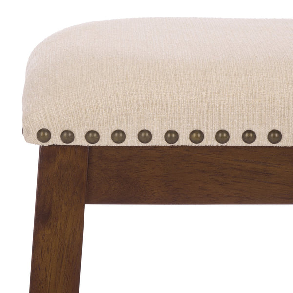 Aero Counter Stool Set Of 2 With Upholstered Seat, Nailhead Trim & Rubberwood Frame For Stylish Comfort