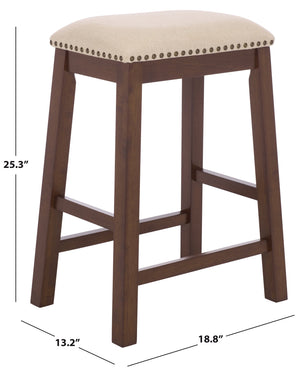 Aero Counter Stool Set Of 2 With Upholstered Seat, Nailhead Trim & Rubberwood Frame For Stylish Comfort
