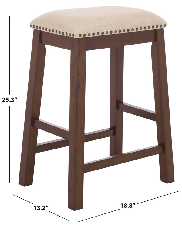 Aero Counter Stool Set Of 2 With Upholstered Seat, Nailhead Trim & Rubberwood Frame For Stylish Comfort