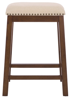 Aero Counter Stool Set Of 2 With Upholstered Seat, Nailhead Trim & Rubberwood Frame For Stylish Comfort
