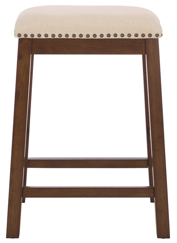 Aero Counter Stool Set Of 2 With Upholstered Seat, Nailhead Trim & Rubberwood Frame For Stylish Comfort