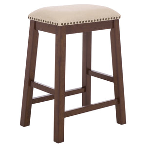 Aero Counter Stool Set Of 2 With Upholstered Seat, Nailhead Trim & Rubberwood Frame For Stylish Comfort